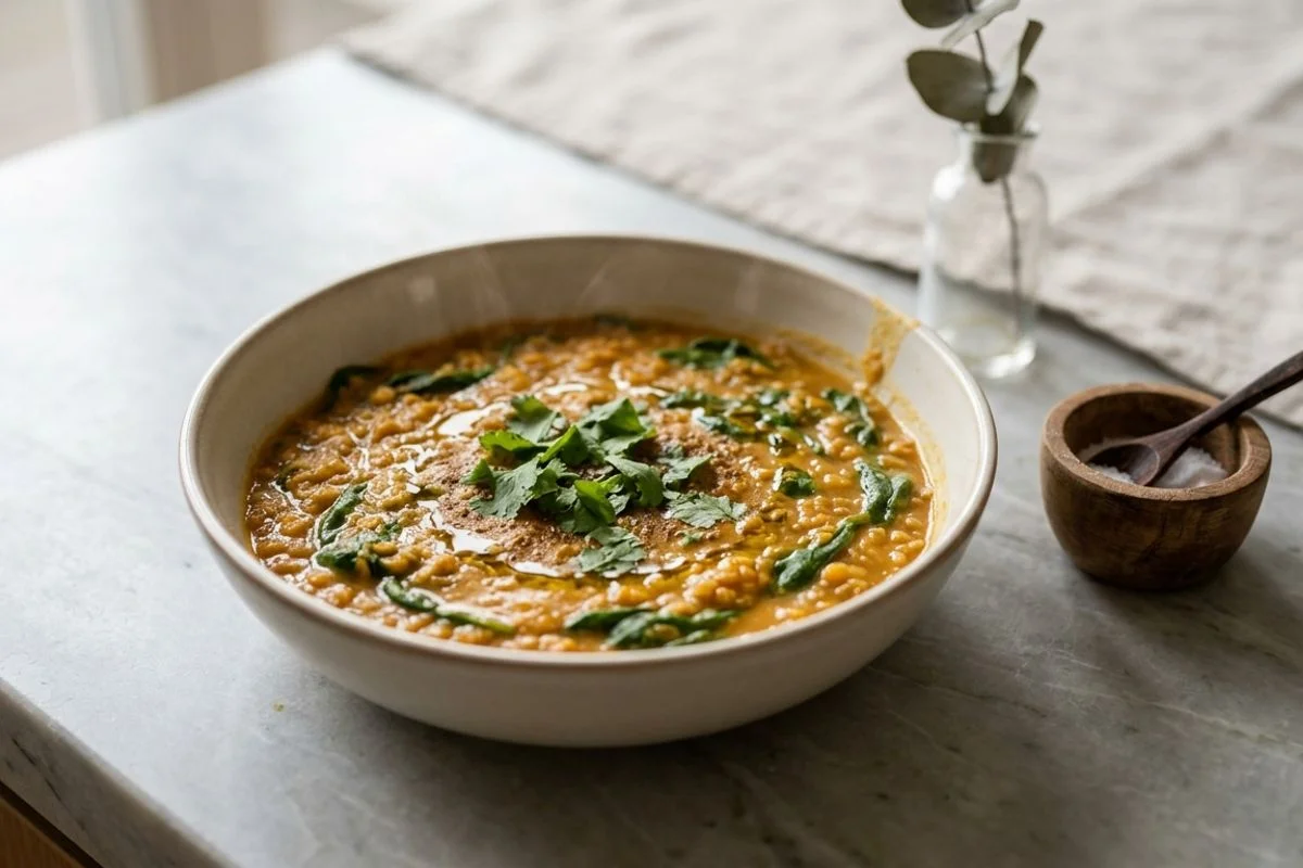 Rotes Linsen-Dal mit Spinat: Das beste Wohlfühlgericht der Woche