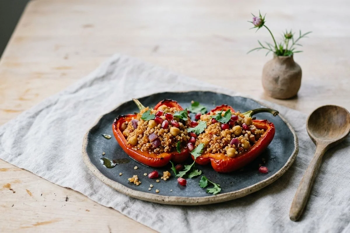 Marokkanisch gewürzte Quinoa-Paprika mit Kichererbsen