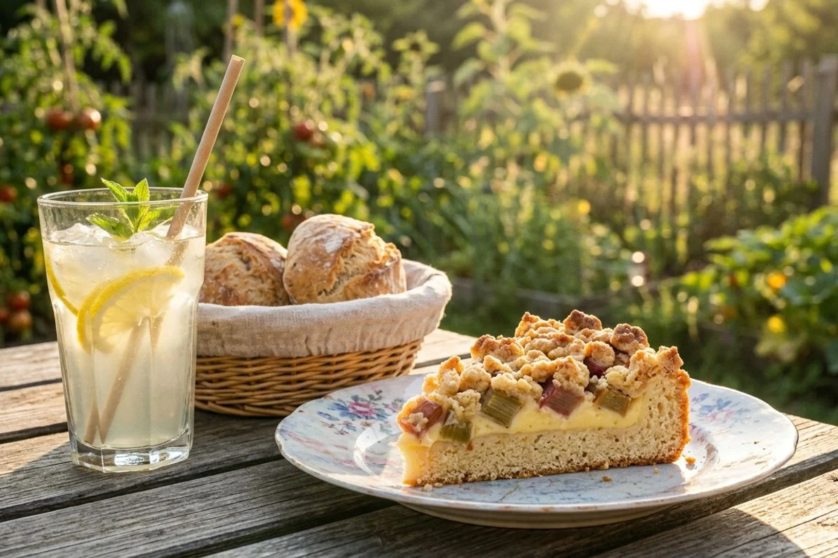 Rhabarber-Streuselkuchen mit Vanillepudding: Das beste Frühlingsrezept