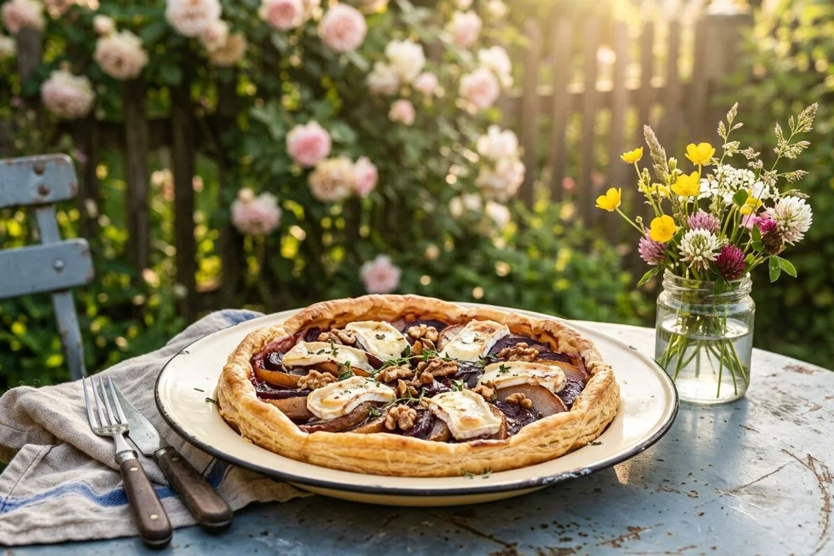Rote-Bete-Tarte mit Ziegenkäse und Thymian-Honig