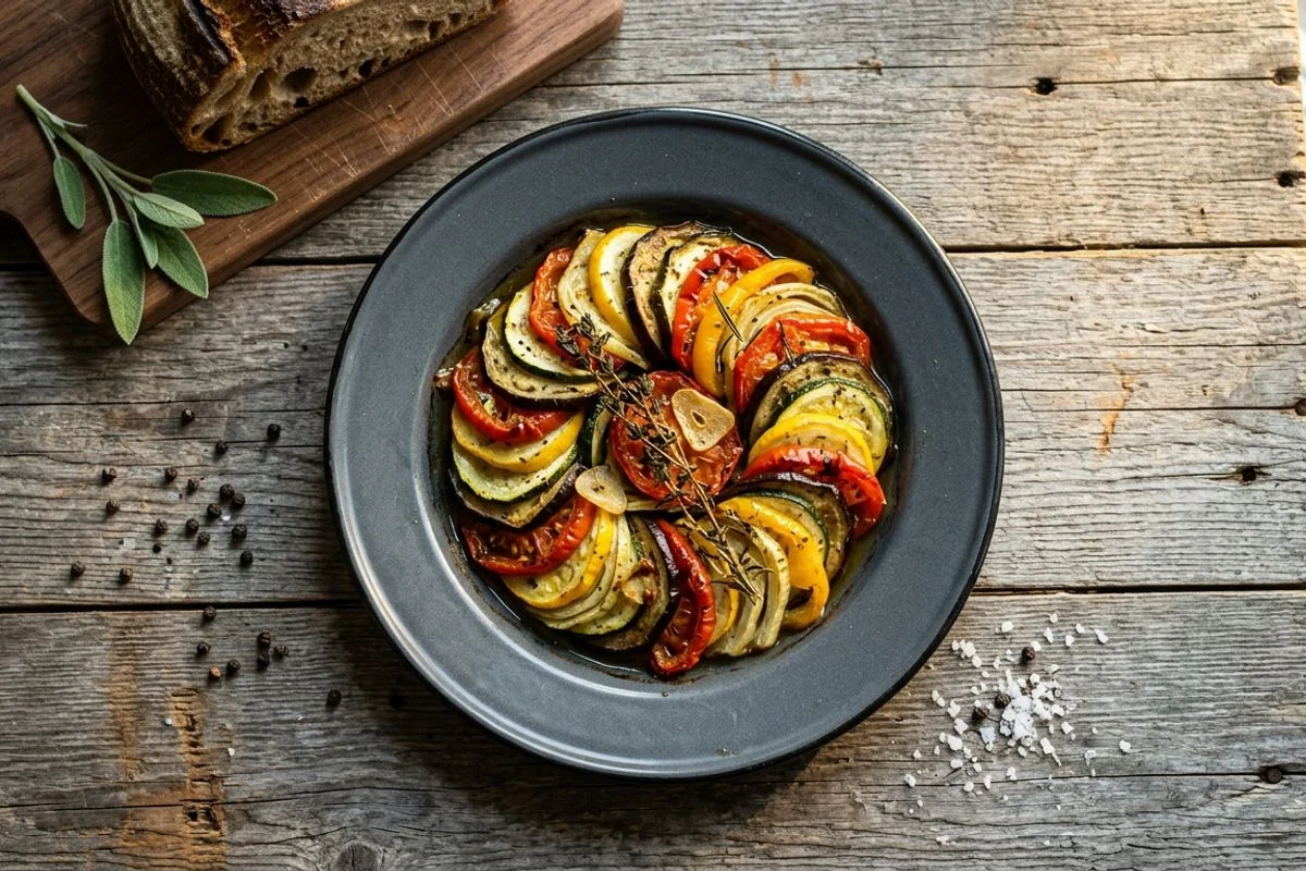 Ofengegartes Sommer-Ratatouille mit Kräutern